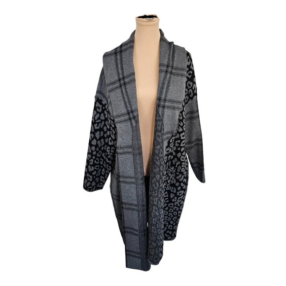 Torrid Luxe Cozy Jacquard Coatigan Leopard Print Patchwork Sz 1 14 - 16 - Picture 3 of 12